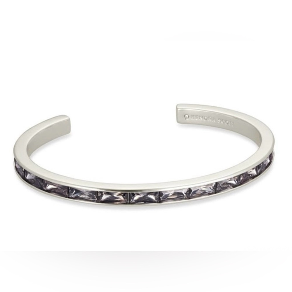 Kendra Scott Jack Cuff Bracelet, Silver +  Charcoal Grey Crystals NWT! MSRP $78
